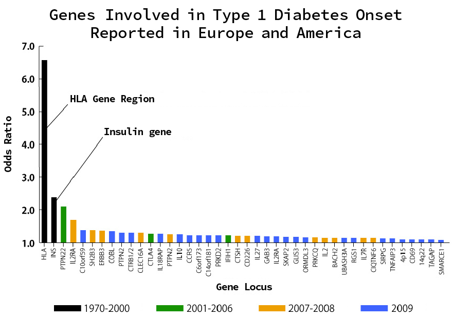 Genes Involved in Type 1 Diabetes Onset Reported in Europe and America