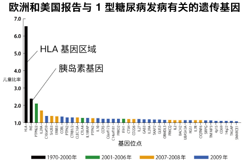 欧洲和美国报告与1型糖尿病发病有关的遗传基因